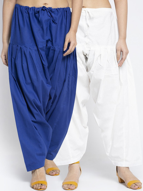 GRACIT Women Blue & White Pack Of 2 Solid Salwars