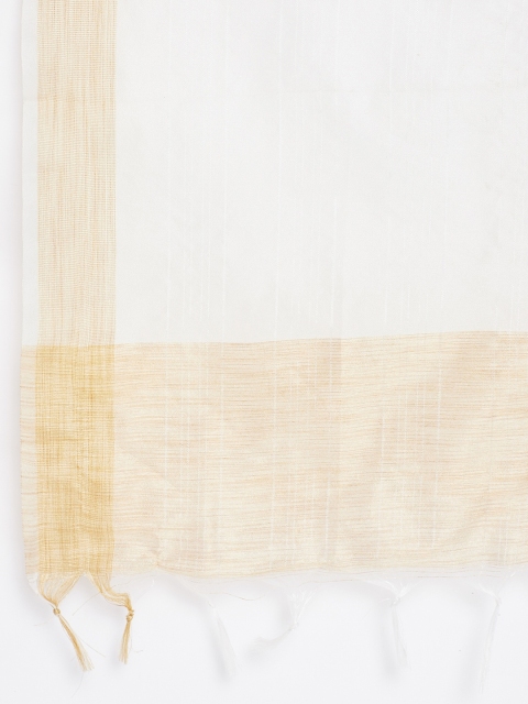 Clora Creation Cream-Coloured & Golden Striped Dupatta - Image 2