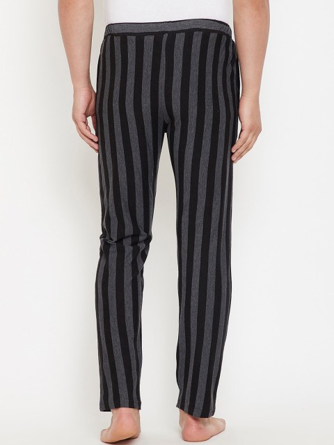 Hypernation Men Black & Grey Striped Lounge Pants - Image 3