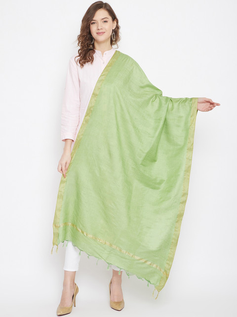 Clora Creation Green Solid Dupatta