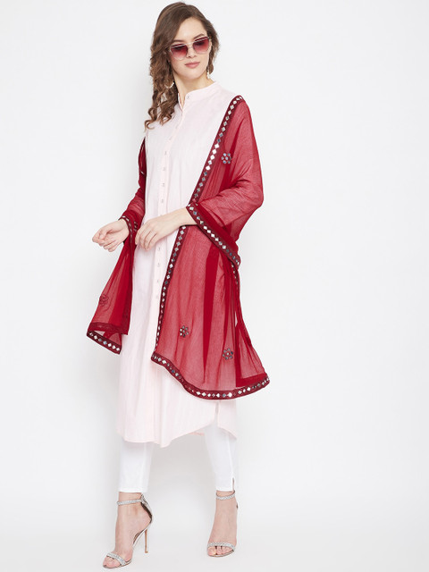 Clora Creation Maroon Embroidered Dupatta - Image 5