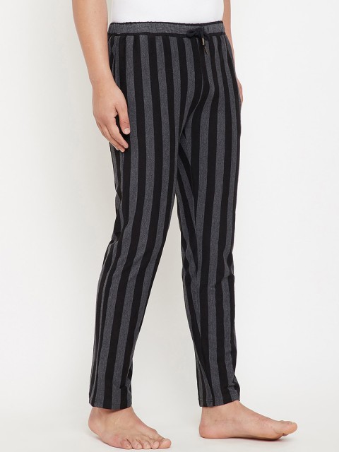 Hypernation Men Black & Grey Striped Lounge Pants - Image 2