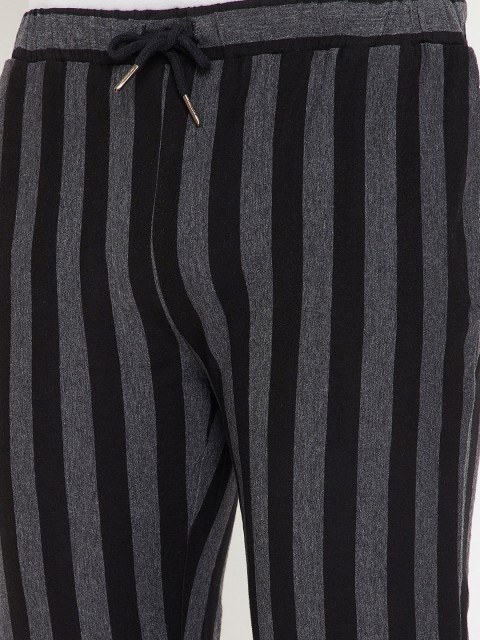 Hypernation Men Black & Grey Striped Lounge Pants - Image 5