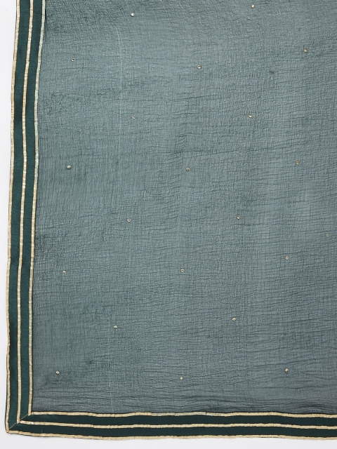 Clora Creation Green & Gold-Toned Embroidered Dupatta - Image 2