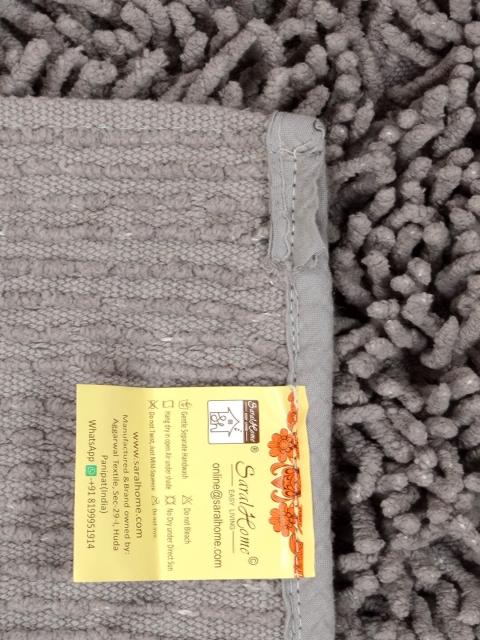 Saral Home Grey Solid Shaggy Anti-Skid Carpet - Image 3