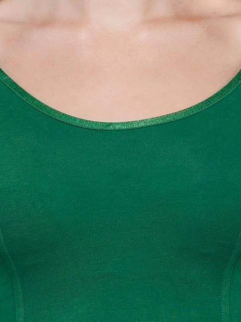 Vami Women Green Solid Stretchable Readymade Saree Blouse - Image 2