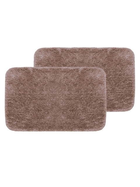 BIANCA Set Of 2 Brown 1850 GSM Anti-Skid Ultra-Soft Fluffy Bath Rugs - Image 2