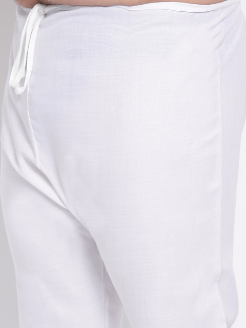 Hangup Men Peach-Coloured & White Solid Kurta with Trousers - Image 3