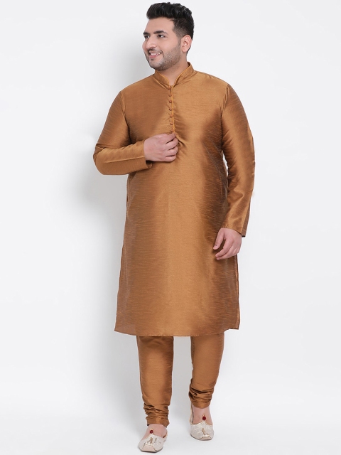 Hangup Men Brown Solid Kurta with Pyjamas