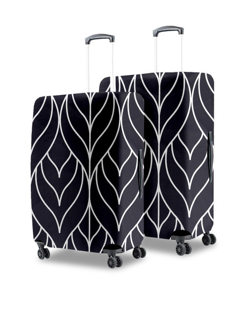 Cortina Black Printed Set of 2 Trolley Bag cover