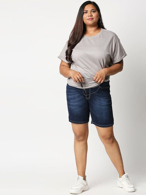 ZUSH Women Navy Blue Solid Regular Fit Regular Shorts - Image 5
