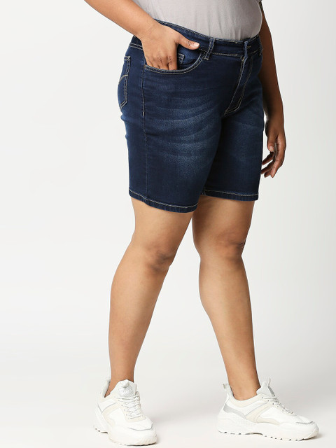 ZUSH Women Navy Blue Solid Regular Fit Regular Shorts - Image 2
