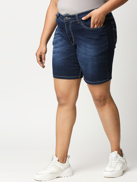 ZUSH Women Navy Blue Solid Regular Fit Regular Shorts - Image 3