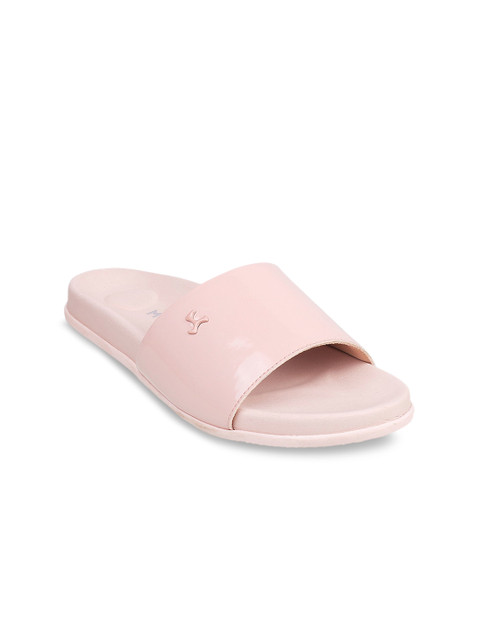 Mochi Women Pink Solid Sliders