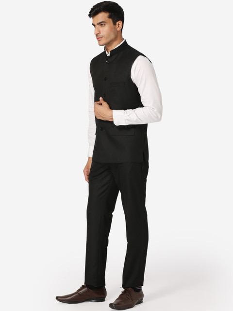 Wintage Men Black Solid Two-Piece Formal Suit - Image 4