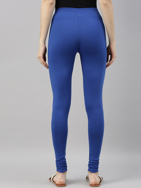 TWIN BIRDS Women Blue Solid Churidar-Length Leggings - Image 3