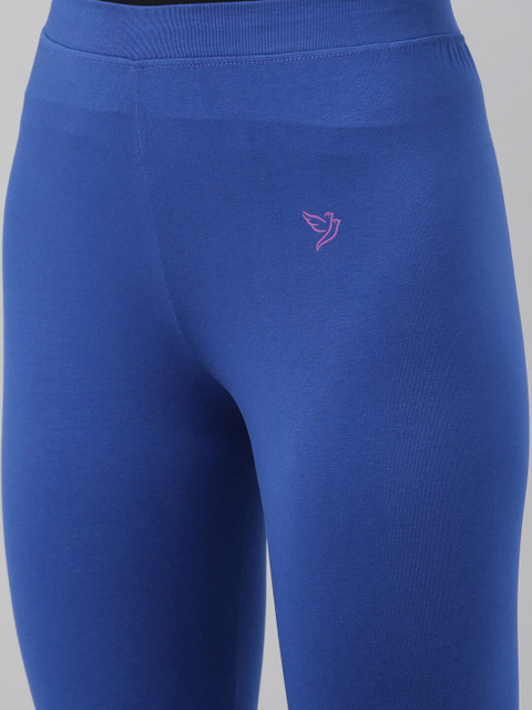 TWIN BIRDS Women Blue Solid Churidar-Length Leggings - Image 5