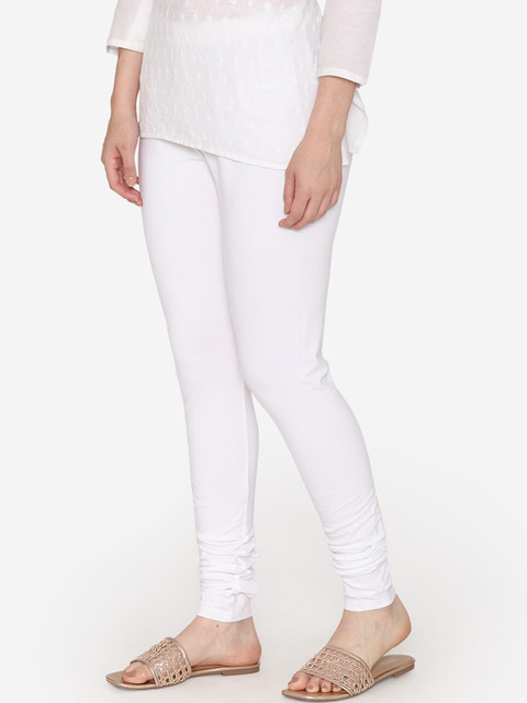 Vami Women White Solid Churidar-Length Leggings - Image 3