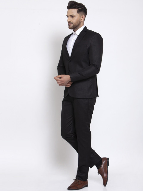 Wintage Men Black Solid Single-Breasted Formal Suit - Image 4