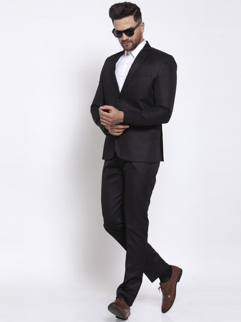 Wintage Men Black Solid Single-Breasted Formal Suit - Image 6