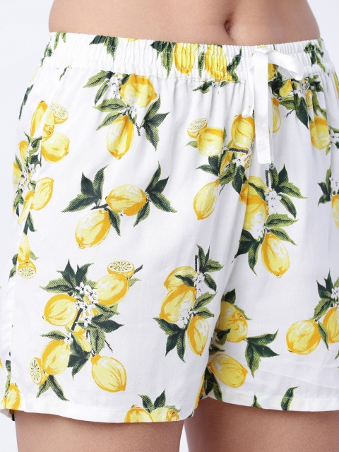 Tokyo Talkies Women White & Yellow Floral Printed Night Suit - Image 3