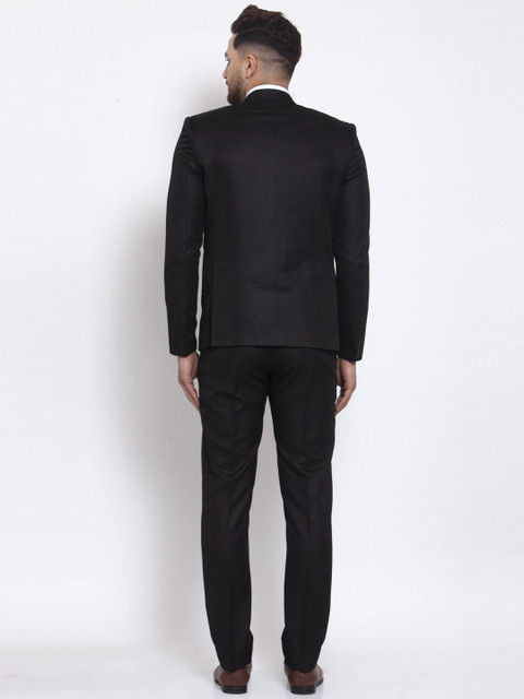 Wintage Men Black Solid Single-Breasted Formal Suit - Image 5