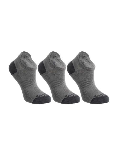 Domyos By Decathlon Unisex Grey Ankle-Length Anti-Slip Pack Of 3 Yoga Socks