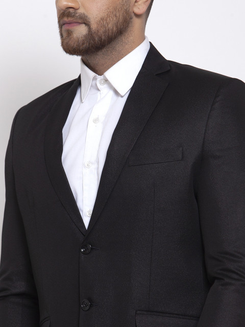 Wintage Men Black Solid Single-Breasted Formal Suit - Image 2