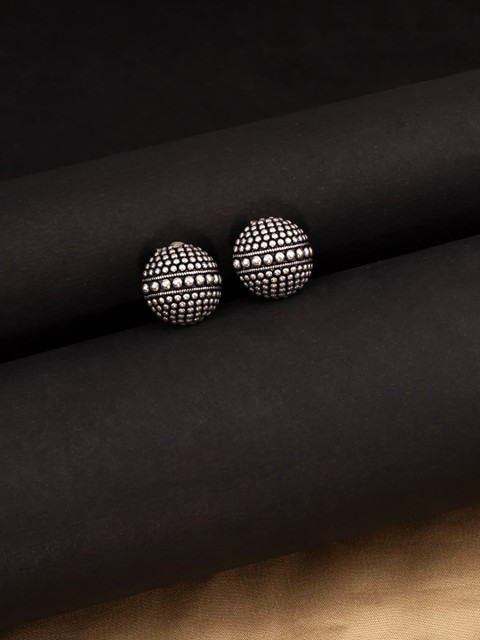 Voylla Silver-Plated Black Oxidized Circular Studs