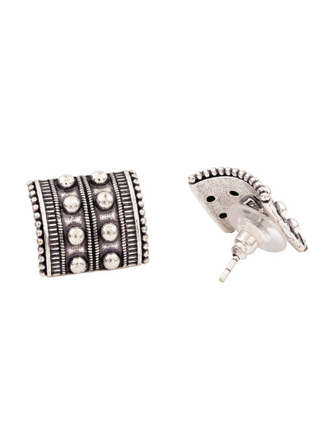 Voylla Silver-Toned Contemporary Studs - Image 3