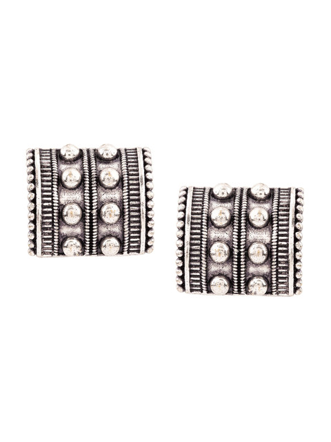 Voylla Silver-Toned Contemporary Studs - Image 2