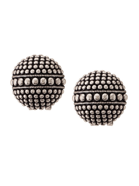Voylla Silver-Plated Black Oxidized Circular Studs - Image 2