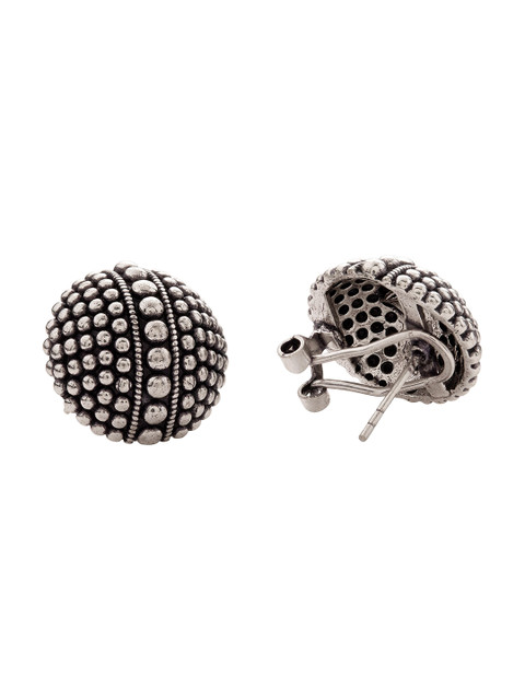 Voylla Silver-Plated Black Oxidized Circular Studs - Image 3