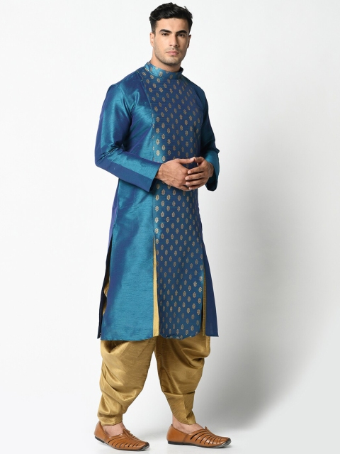 DEYANN Men Blue Woven Design Kurta - Image 3