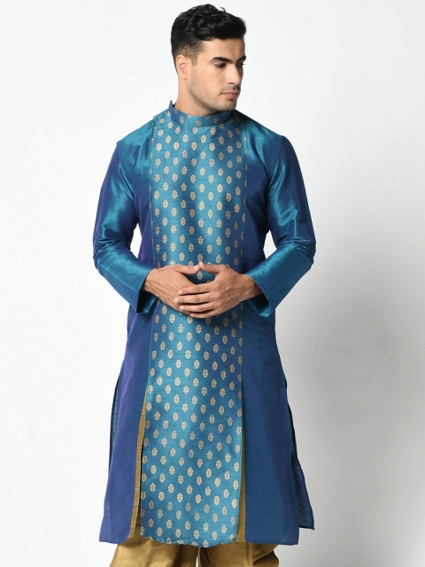 DEYANN Men Blue Woven Design Kurta
