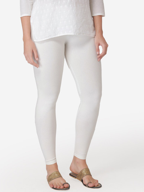 Vami Women Off-White Solid Ankle-Length Leggings - Image 2