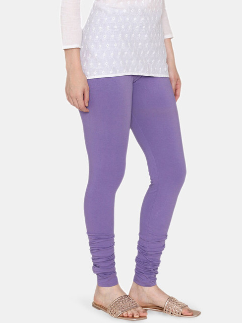 Vami Women Violet Solid Churidar-Length Stretchable Leggings - Image 2