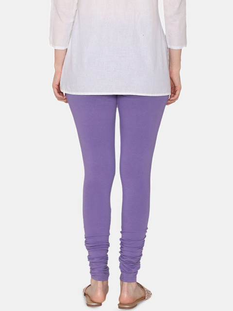 Vami Women Violet Solid Churidar-Length Stretchable Leggings - Image 4