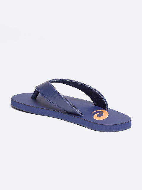 ASICS Zorian AS Unisex Blue Orange Printed Thong Flip-Flops - Image 2