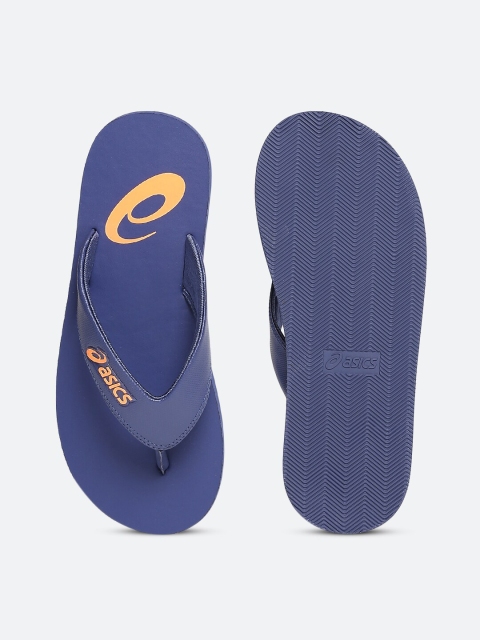 ASICS Zorian AS Unisex Blue Orange Printed Thong Flip-Flops - Image 4