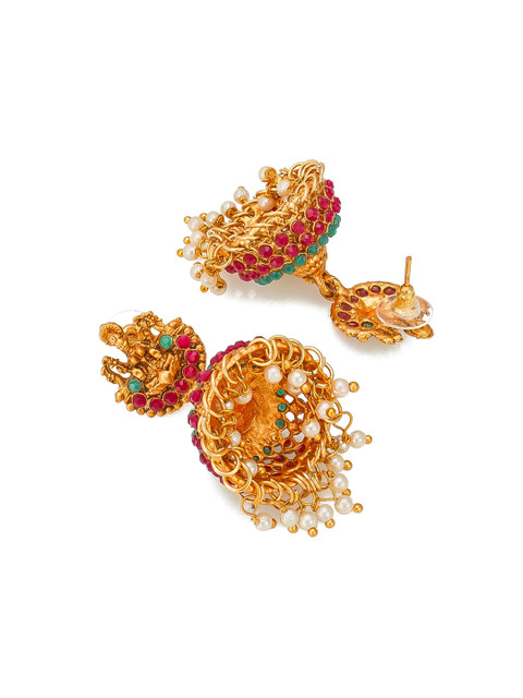 aadita Gold-Plated Gold-Toned Choker Necklace Jewellery Set - Image 4