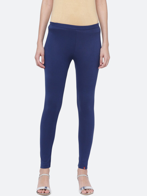 Biba Women Navy Blue Solid Ankle-Length Leggings