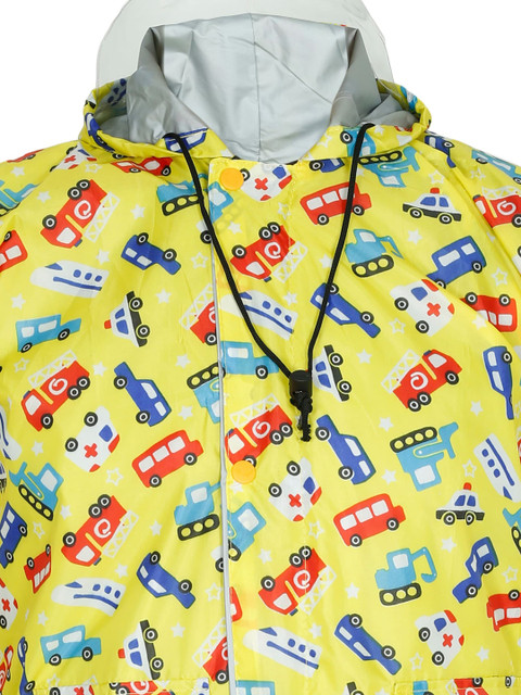 FabSeasons Kids Yellow & Red Printed Waterproof Long Raincoat With Hood - Image 2