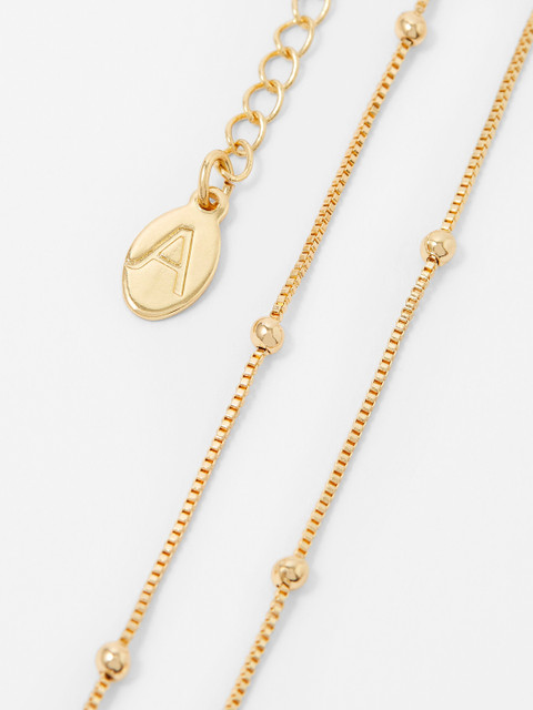 Accessorize London Gold-Toned Metal Gold-Plated Beaded Chain Necklace - Image 2