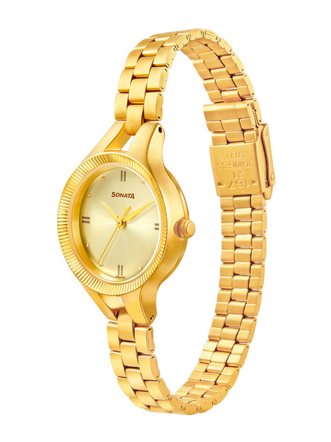 Sonata Gold Edit Quartz Analog With Champagne Dial Watch For Women - Nt8177ym01 - Image 2