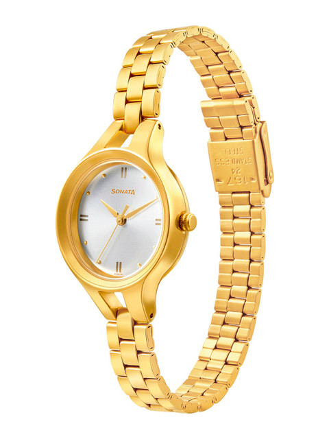 Buy Sonata Gold Edit Quartz Analog With Silver Dial Watch For Women Nt8176ym01 - - Accessories for Women - Image 3