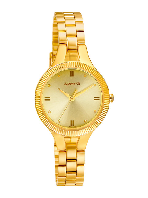 Sonata Gold Edit Quartz Analog With Champagne Dial Watch For Women - Nt8177ym01