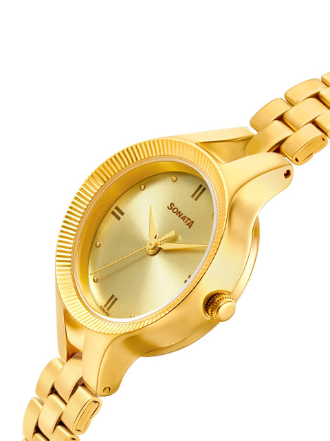 Sonata Gold Edit Quartz Analog With Champagne Dial Watch For Women - Nt8177ym01 - Image 3