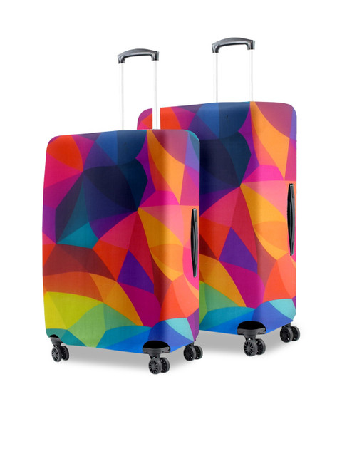 Cortina Set Of 2 Red & Blue Printed Trolley Bag Cover