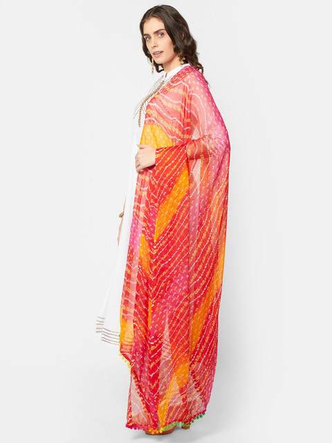 Dupatta Bazaar Red & White Printed Bandhani Dupatta - Image 4